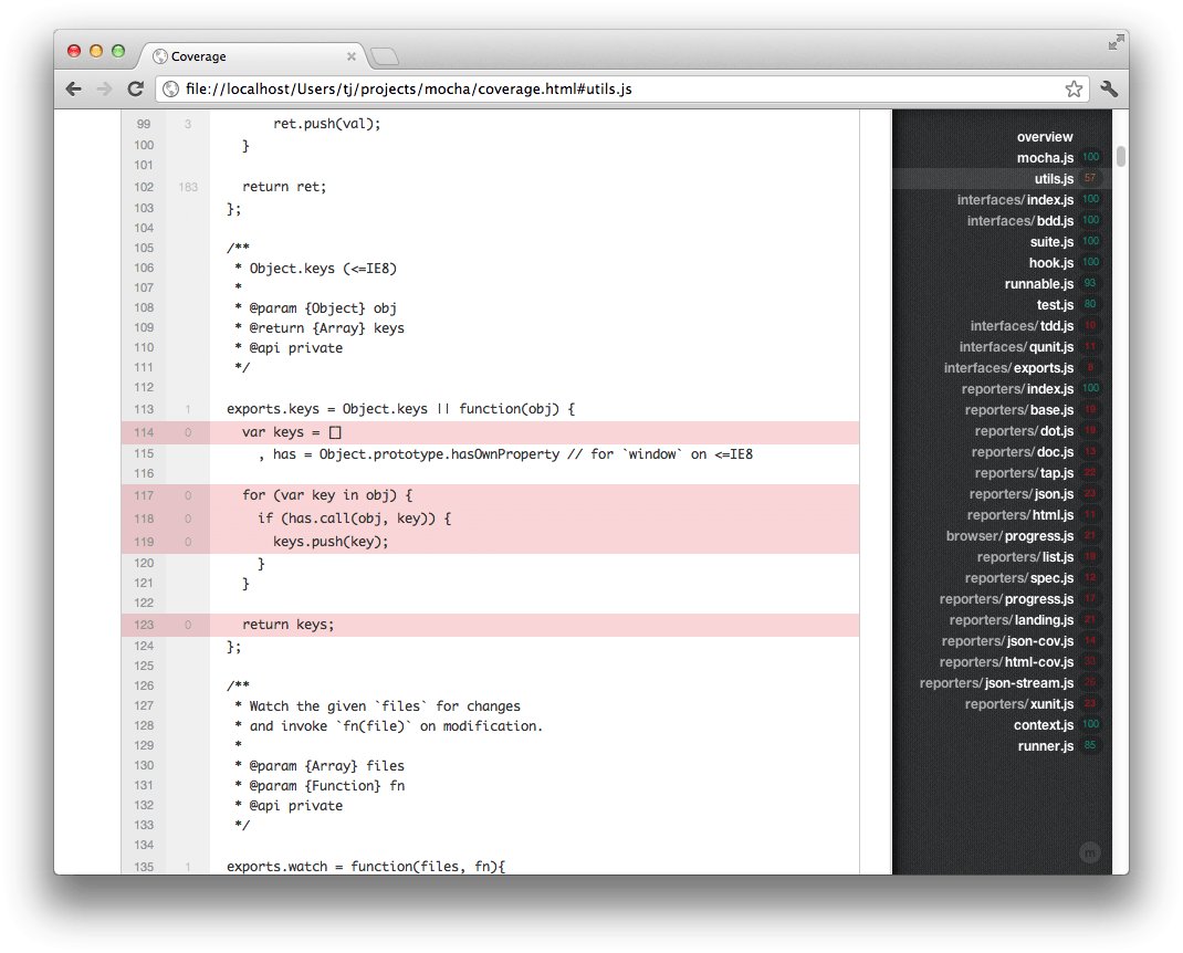 code coverage reporting